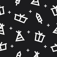 outline new year seamless pattern on black background vector