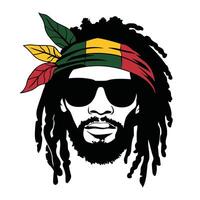Rasta Man with Dreadlocks and Bandana Illustration vector