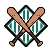 Crossed baseball bats with geometric field background illustration vector