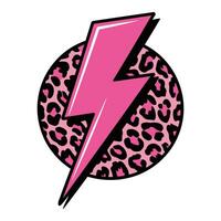 Pink Lightning Bolt with Leopard Print Background vector
