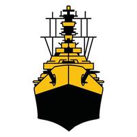 Front View of a Warship Illustration vector