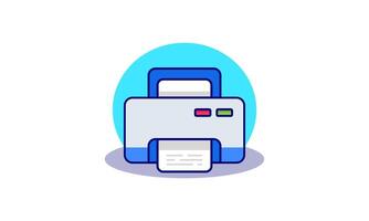 Printer with paper office work illustration on background vector