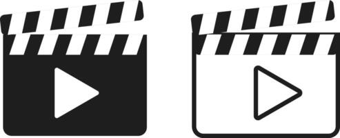 Clapper board icon set. clapper board movie icons. Opened and closed movie clapper film clap board. Set of clapping board vector