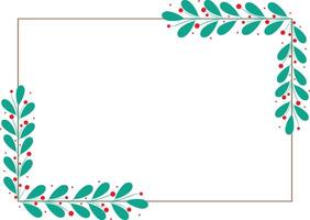 Rectangular Frame Or Wreath Decorated With Green Leaves vector