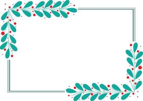 Beautiful Rectangular Frame With Green Leaf Decoration vector