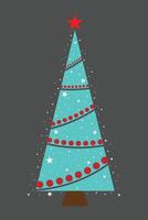 Sparkling Christmas Tree And Ball Ornaments vector
