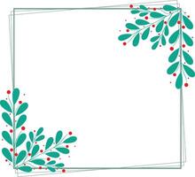 Square Frame Or Wreath Decorated With Green Leaves vector