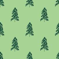 Seamless pattern with geometric minimal scandinavian Christmas tree doodle for decorative print, wrapping paper, greeting cards and fabric vector