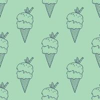 Seamless pattern with ice cream doodle for decorative print, wrapping paper, greeting cards, wallpaper and fabric vector