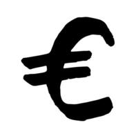 Hand drawn euro currency symbol. Brush stroke doodle. Single element for design vector