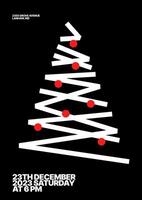 Layout template with abstract Christmas tree for flyer, greeting card, poster, banner, party invite. Happy New Year and Merry Christmas. Christmas tree made of geometric shapes. vector