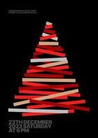 Layout with abstract Christmas tree for flyer, greeting card, poster, banner, Christmas party invite. Happy New Year and Merry Christmas. Christmas tree made of geometric shapes. vector