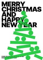 Layout template with abstract Christmas tree for poster, banner, Christmas party invite. Happy New Year and Merry Christmas. Christmas tree made of geometric shapes. vector