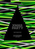 Layout template with Christmas tree for flyer, greeting card, poster, banner, Christmas party invite. Happy New Year and Merry Christmas. Christmas tree made of geometric shapes. vector