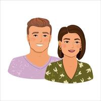 Colorful Illustration Portrait a Couple Isolated on White Background vector