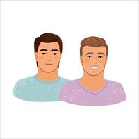 Colorful Illustration Portrait a LGBT Couple Isolated on White Background vector