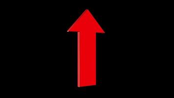 3D glossy Arrow with golden border indicating up Vertical Direction Pointer 4K Loopable Animation rotating smoothly on black background video