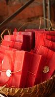 Beautifully Wrapped Red Soap Bars Elegantly Arranged in a Rustic, Charming Basket video