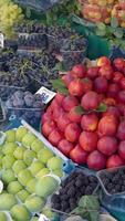 A Colorful and Vibrant Fruit Display at a Local Market Stall for Sale video
