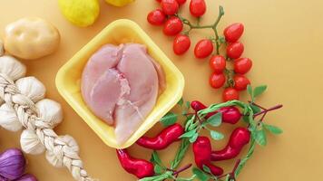 Fresh Ingredients for Delicious Recipes. Chicken and Vegetables video