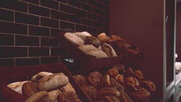 Assorted Types of Bread Displayed on Store Shelf video
