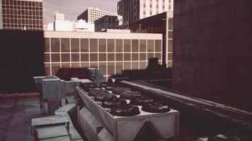 A view of a city from a rooftop of a building video