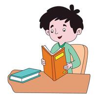 boy writing on his notebook with a pencil in his hand vecto vector