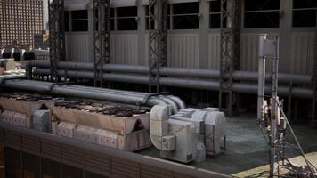 A panoramic view of a large group of pipes installed on the rooftop video