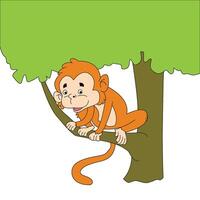 Big tree and naughty monkey vector
