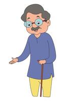 Old man walking isolated on a white background vector