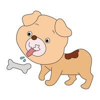 Dog with food isolated on a white background vector