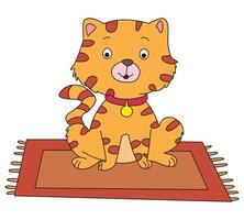 Cat sitting on mat isolated on a white background vector