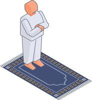 Islamic Isometric Icons salah praying vector