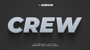 crew 3d text effect psd