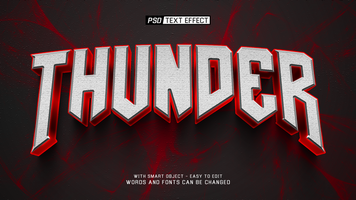 thunder 3d text effect psd
