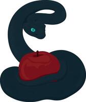 The serpent-tempter with red apple illustration vector