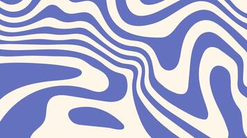 Wavy blue and beige abstract pattern. Psychedelic trippy retro background in groovy y2k style. Liquid marble or maze vector