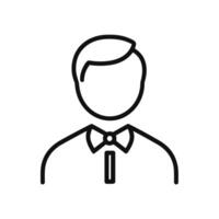 Outline icon man in tie. Simple abstract avatar, businessman, chairman, worker, user or president icon vector