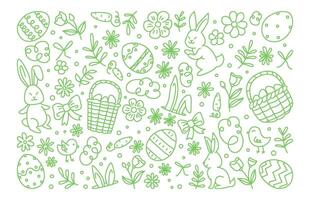 Easter Doodle Pattern with Bunnies and Eggs vector