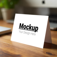 Customizable Greeting Card Mockup on Desktop for Your Design psd