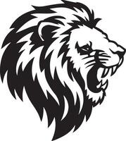 A illustration of a side view of a lion head silhouette with a mane. vector