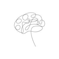 Human brain in one continuous line drawing anatomy concept vector