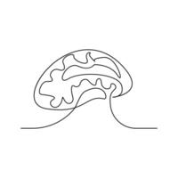Human brain in one continuous line drawing art illustration concept of psychology best use for logo vector