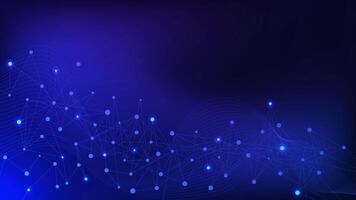 Abstract geometric with global network connection and big data visualization. Connecting dots and lines for internet technology concept on dark blue vector