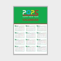 2025 One Page Calendar Design Template vector