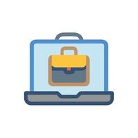 a laptop with a briefcase icon on it vector