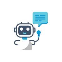 a robot with a speech bubble and a microphone vector