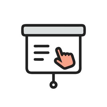 a hand pointing at a document on a white background vector