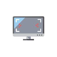 monitor with red dot on it, flat design vector