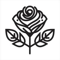 Graphic silhouettes of a rose emblem set on a white background vector